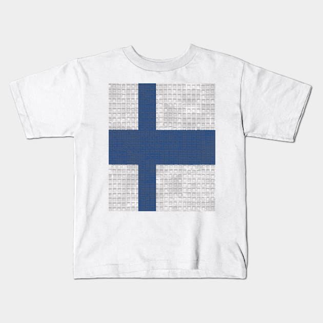 Waffled Finland Flag Kids T-Shirt by Eric03091978